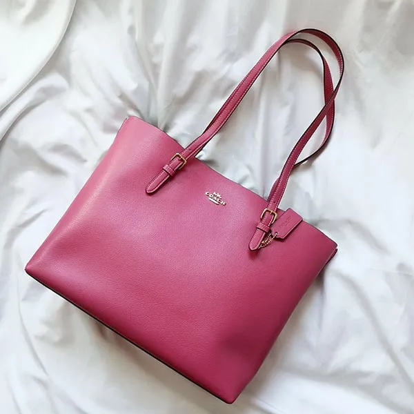 Túi Tote Coach Mollie Tote Leather Strawberry LG Shoulder Bag Handbag Wallet Màu Hồng