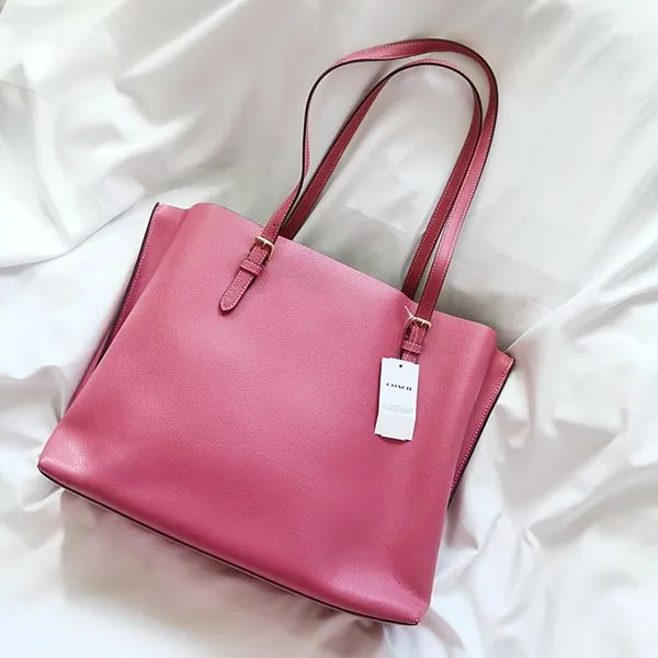 Túi Tote Coach Mollie Tote Leather Strawberry LG Shoulder Bag Handbag Wallet Màu Hồng