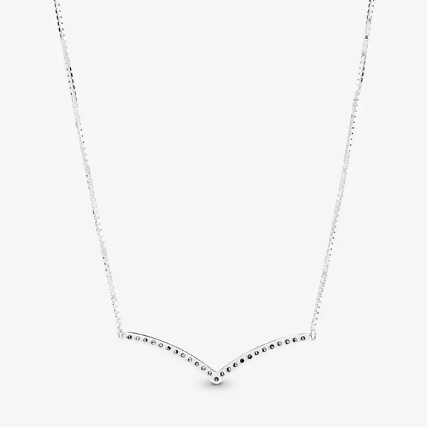 Dây Chuyền Pandora Sparkling Wishbone Necklace 397802CZ-45 Màu Bạc