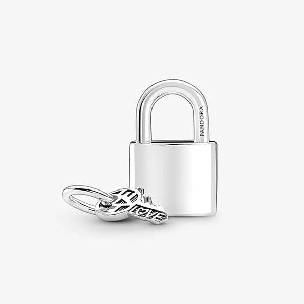 Hạt Vòng Charm Pandora Padlock And Key Dangle 790088C01 Màu Bạc
