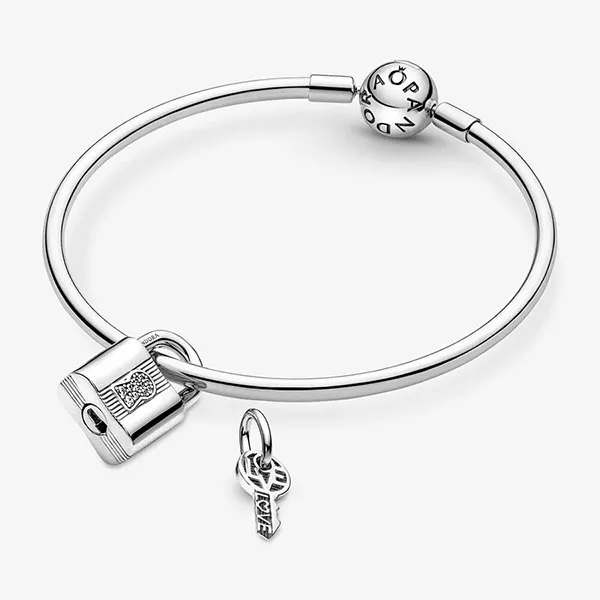 Hạt Vòng Charm Pandora Padlock And Key Dangle 790088C01 Màu Bạc