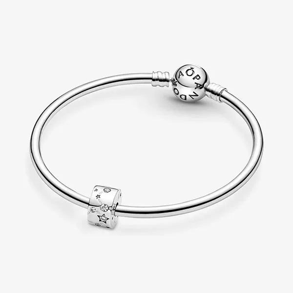 Hạt Vòng Charm Pandora Stars & Galaxy Clip 790010C01 Màu Bạc