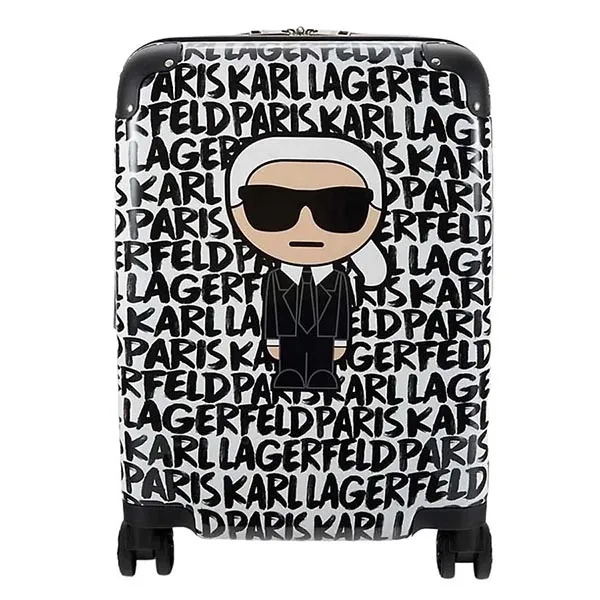 Vali Karl Lagerfeld Paint Stroke Logo Spinner Suitcase 24 Inch Màu Đen Trắng - Túi xách - Vua Hàng Hiệu