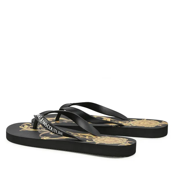 Dép Xỏ Ngón Versace Jeans Couture 72YA3SQ7 ZS191 G89 Màu Đen - Vàng Size 42