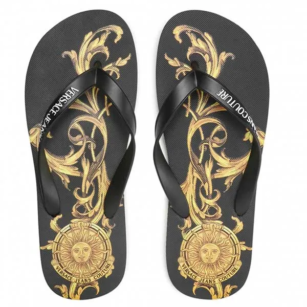Dép Xỏ Ngón Versace Jeans Couture 72YA3SQ7 ZS191 G89 Màu Đen - Vàng Size 42