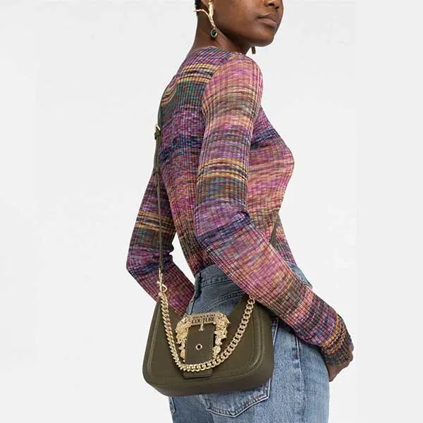 Túi Xách Versace Jeans Couture Logo-Buckle Shoulder Bag Màu Xanh Olive - Túi xách - Vua Hàng Hiệu