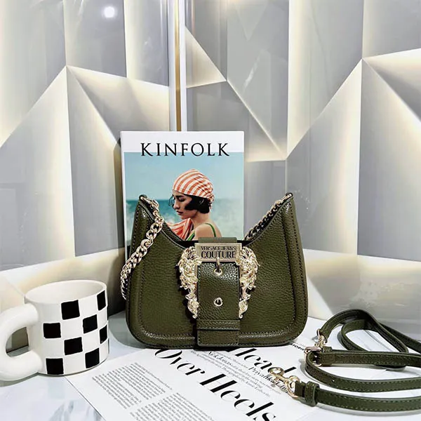 Túi Xách Versace Jeans Couture Logo-Buckle Shoulder Bag Màu Xanh Olive - Túi xách - Vua Hàng Hiệu