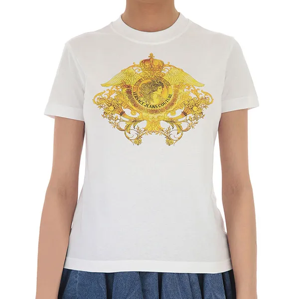 Áo Phông Versace Jeans Couture Rococo Crystal Motif T-shirt B2HWA730 30454 003 Màu Trắng