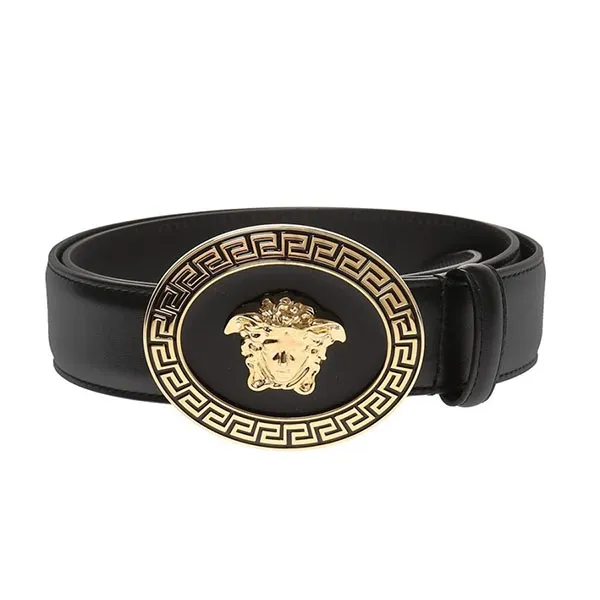 Thắt Lưng Nam Versace Black Leather Medusa Buckle Belt DCU4949 DVTP1 D41OH Màu Đen