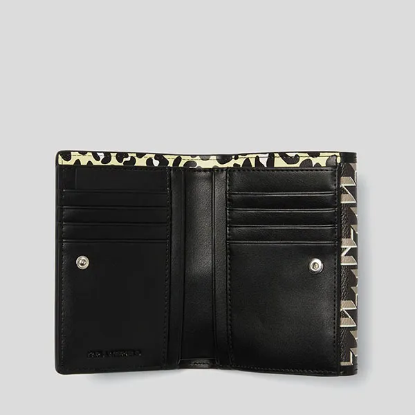 Ví Karl Lagerfeld Portefeuille Plié K/Ikonik Monogram Medium Màu Đen
