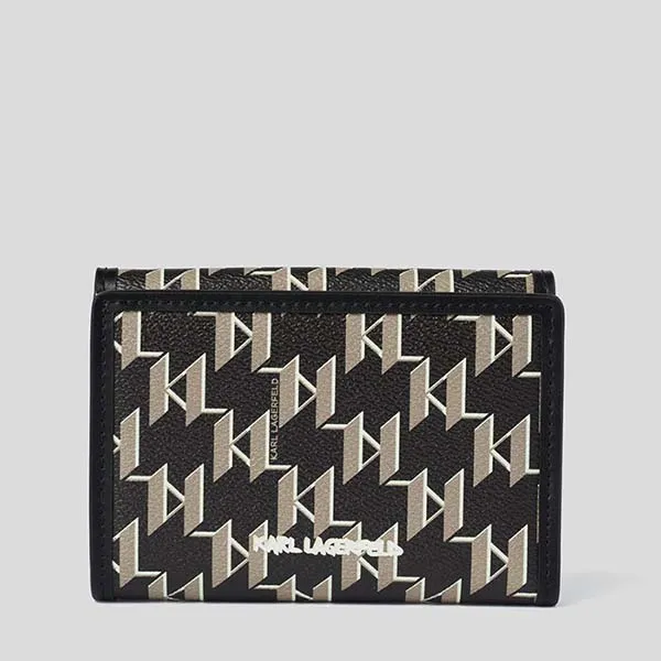 Ví Karl Lagerfeld Portefeuille Plié K/Ikonik Monogram Medium Màu Đen