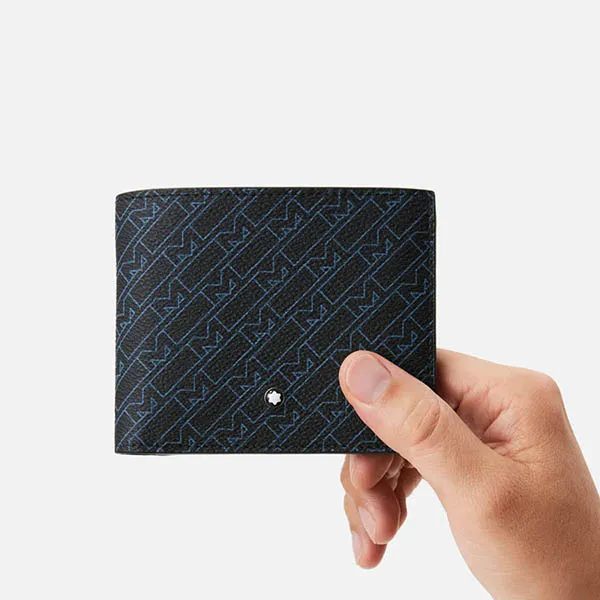 Ví Montblanc M-Gram 4810 Wallet 8CC MB127439 Màu Đen Họa Tiết Xanh