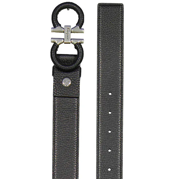 Thắt Lưng Nam Salvatore Ferragamo Double Adjustable Leather Gancini Belt, Brand 67A062 710777 Màu Đen Size 115 - Thắt lưng - Vua Hàng Hiệu
