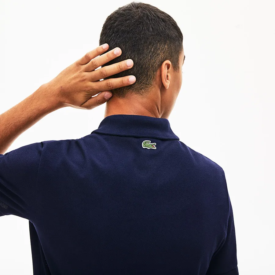 Áo Polo Lacoste Men's Regular Fit Checkered-Logo Piqué Polo Shirt PH8787-51 Màu Xanh Navy Size M