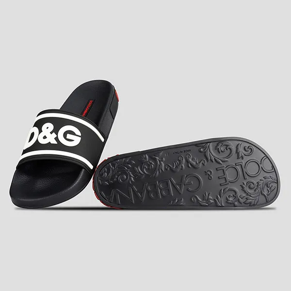 Dép Dolce & Gabbana D&G I Love DG Rubber Slides CW0142 AO235 8B438 Màu Đen