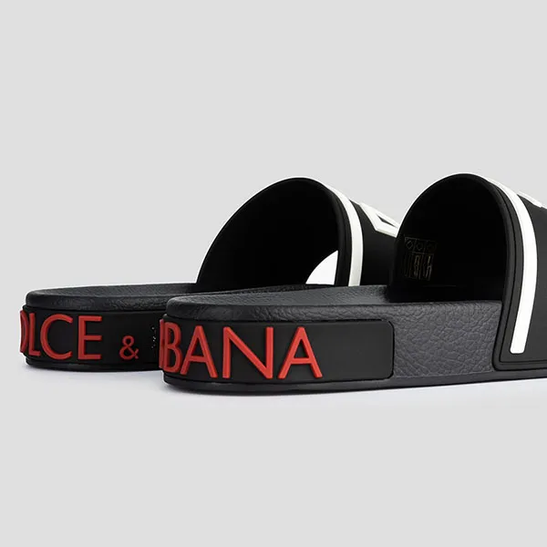 Dép Dolce & Gabbana D&G I Love DG Rubber Slides CW0142 AO235 8B438 Màu Đen