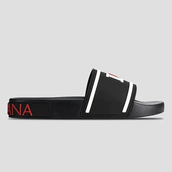 Dép Dolce & Gabbana D&G I Love DG Rubber Slides CW0142 AO235 8B438 Màu Đen