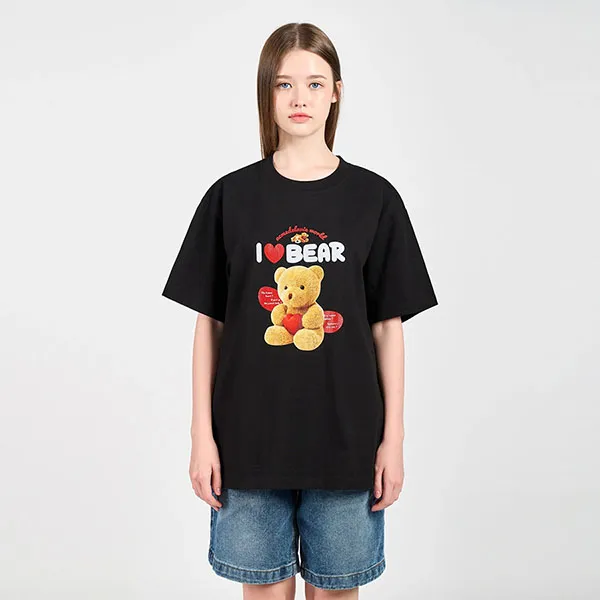 Áo Phông Acmé De La Vie ADLV I Love Teddy Bear Short Sleeve T-Shirt Màu Đen Size 1 - 1