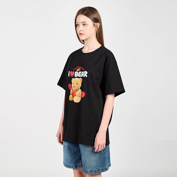 Áo Phông Acmé De La Vie ADLV I Love Teddy Bear Short Sleeve T-Shirt Màu Đen Size 1 - 3