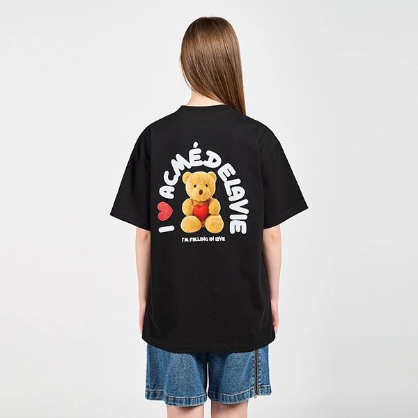Áo Phông Acmé De La Vie ADLV I Love Teddy Bear Short Sleeve T-Shirt Màu Đen Size 1 - 4