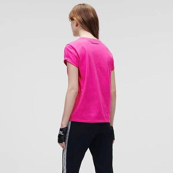 Áo Phông Karl Lagerfeld Pocket Rhinestone T-Shirt 201W1712521 Màu Hồng Đậm Size M