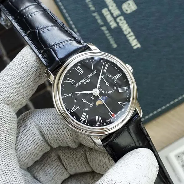 Đồng Hồ Nam Frederique Constant Men's Classic Black Dial Watch FC-270BR4P6 40mm Màu Bạc Đen