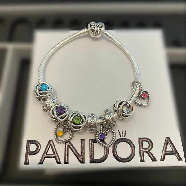 Hạt Vòng Charm Pandora November Honey Eternity Circle 790065C04 Màu Vàng Bạc