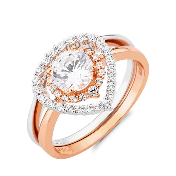 Nhẫn Huy Thanh Jewelry NDINO 223 - 14K - Đá Cubic Zirconia Màu Vàng Hồng/Bạc - Trang sức - Vua Hàng Hiệu