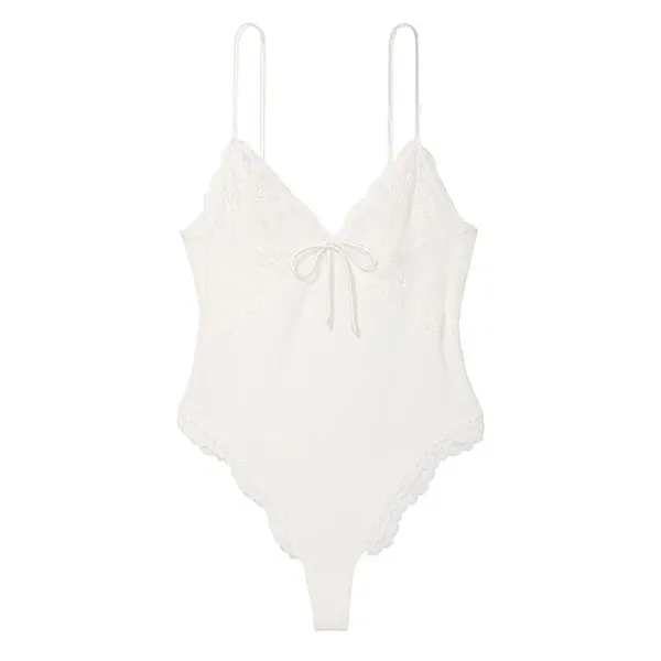 Bodysuit Victoria’s Secret Very Sexy Modal & Lace Plunge Đáy Có Nút 132060Q9Z Màu Trắng Size XS