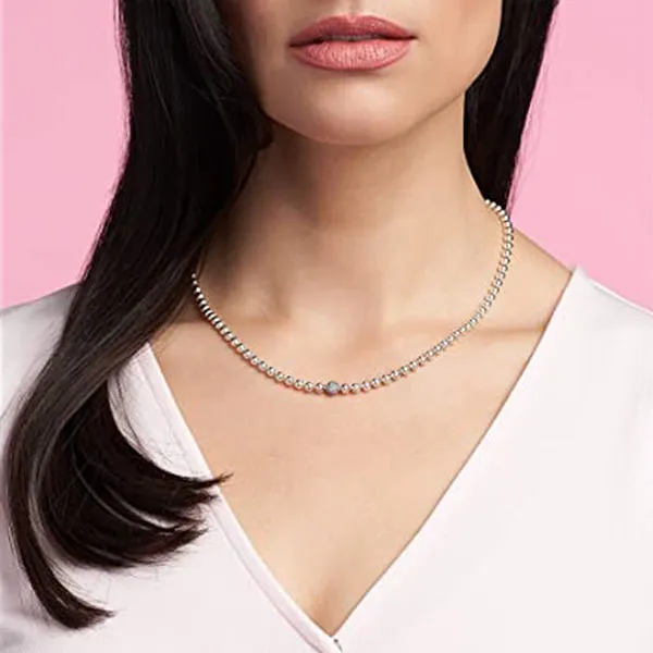 Dây Chuyền Pandora Hạt Tròn Beads and Pave Necklace 398565C01-45 Màu Bạc