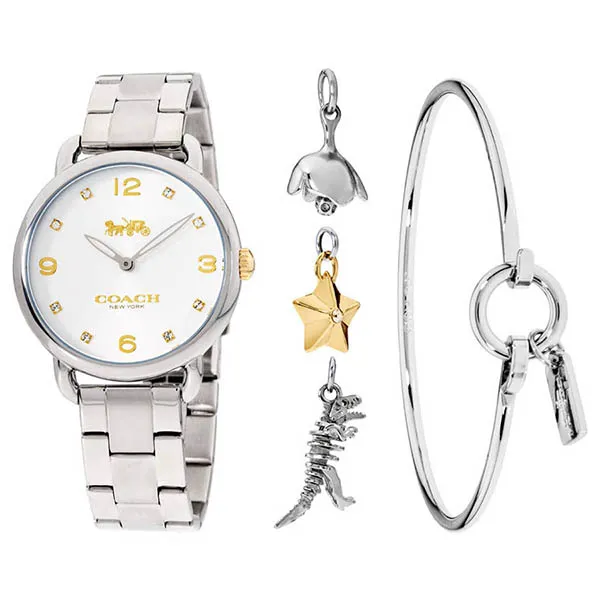 Set Đồng Hồ Nữ Coach Delancey Gift Set Women's Watch 14000056 Màu Bạc