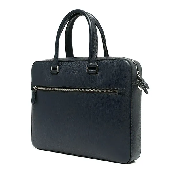 Cặp Xách Tay Salvatore Ferragamo Rained-Texture Laptop Bag Màu Xanh Đậm