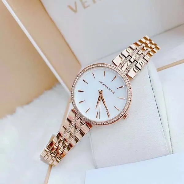 Đồng Hồ Nữ Michael Kors Anabeth Three-Hand Rose Gold-Tone Alloy Watch MK7168 Màu Trắng Phối Vàng Hồng