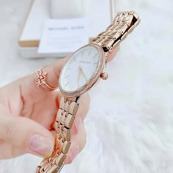Đồng Hồ Nữ Michael Kors Anabeth Three-Hand Rose Gold-Tone Alloy Watch MK7168 Màu Trắng Phối Vàng Hồng