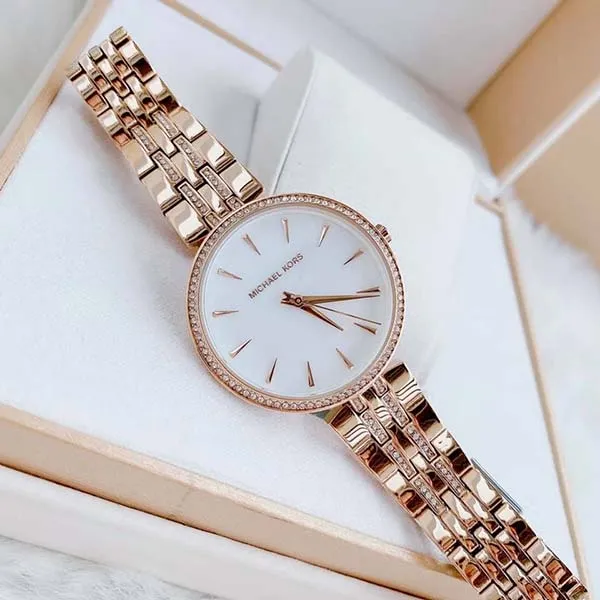 Đồng Hồ Nữ Michael Kors Anabeth Three-Hand Rose Gold-Tone Alloy Watch MK7168 Màu Trắng Phối Vàng Hồng
