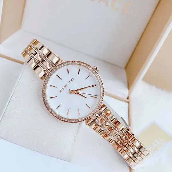 Đồng Hồ Nữ Michael Kors Anabeth Three-Hand Rose Gold-Tone Alloy Watch MK7168 Màu Trắng Phối Vàng Hồng