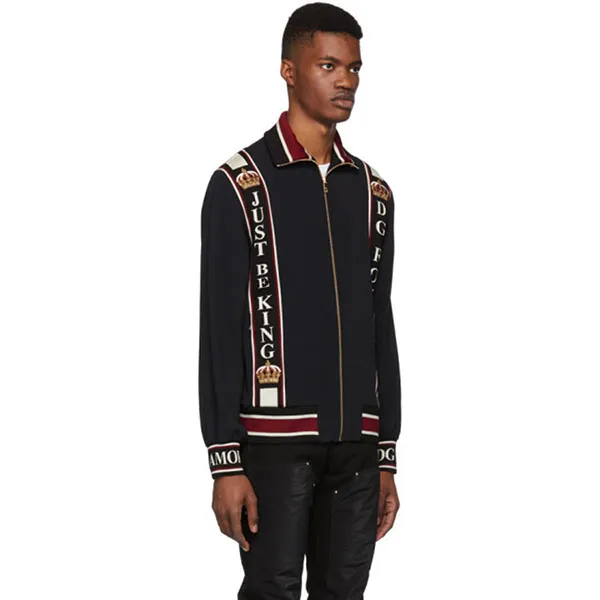 Áo Khoác Nam Dolce & Gabbana D&G Black DG Royals Track Jacket Màu Đen Size 46 - 1