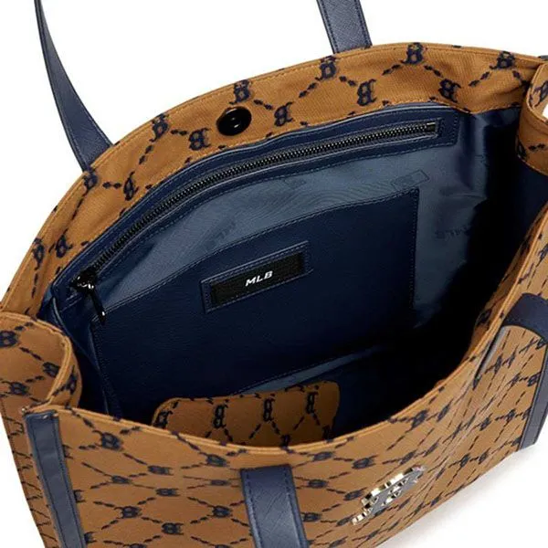 Túi Tote MLB Monogram Diamond Jacquard Tote Bag New York Yankees 3AORM012N-43GBD Màu Nâu - Túi xách - Vua Hàng Hiệu