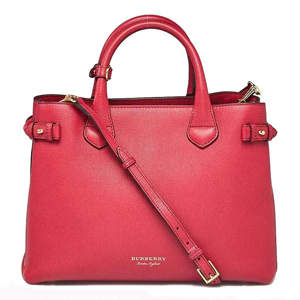 Túi Tote Burberry Russet Red Grain Calf Leather House Check Medium Banner Tote Bag Màu Đỏ Size 34 - Túi xách - Vua Hàng Hiệu