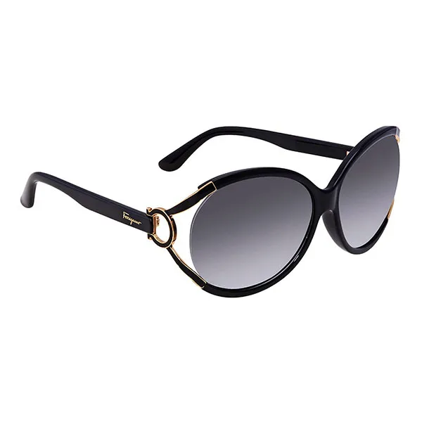 Kính Mát Salvatore Ferragamo Round Sunglasses SF600S 001 61 Màu Xám Gradient