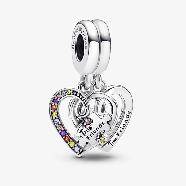Hạt Vòng Charm Pandora Puzzle Piece Hearts Splittable Friendship Dangle 792239C01 Màu Bạc - Trang sức - Vua Hàng Hiệu