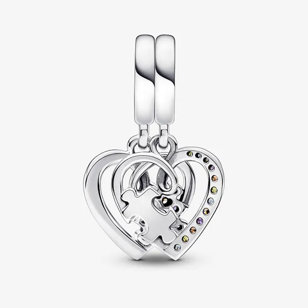 Hạt Vòng Charm Pandora Puzzle Piece Hearts Splittable Friendship Dangle 792239C01 Màu Bạc - Trang sức - Vua Hàng Hiệu