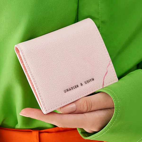 Ví Nữ Charles & Keith CNK Front Flap Watercolour-Print Small Wallet Light Pink CK6-10701210-2 Màu Hồng