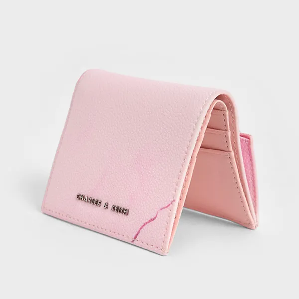 Ví Nữ Charles & Keith CNK Front Flap Watercolour-Print Small Wallet Light Pink CK6-10701210-2 Màu Hồng