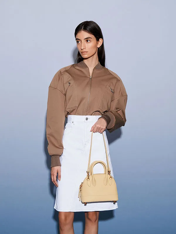 Túi Xách Nữ Charles & Keith CNK Harmonee Bowling Bag - Beige 30151151 Màu Be