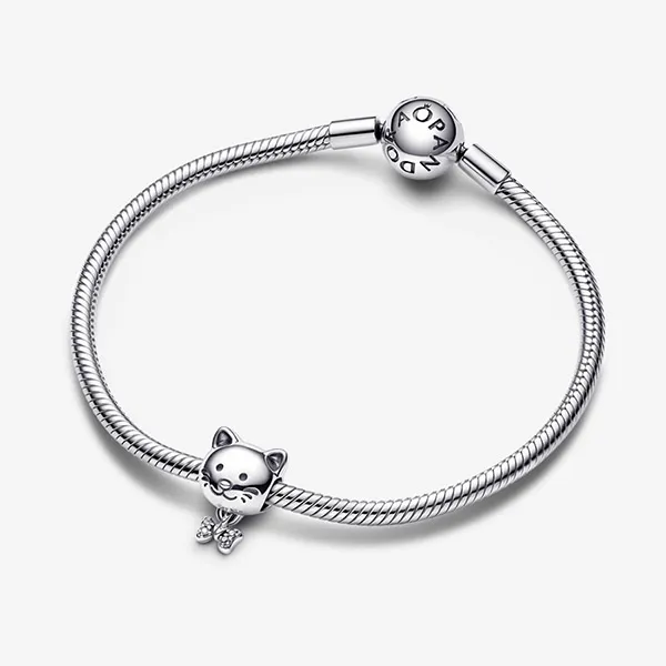 Hạt Vòng Charm Pandora Pet Cat & Bow 792255C01 Màu Bạc - Trang sức - Vua Hàng Hiệu
