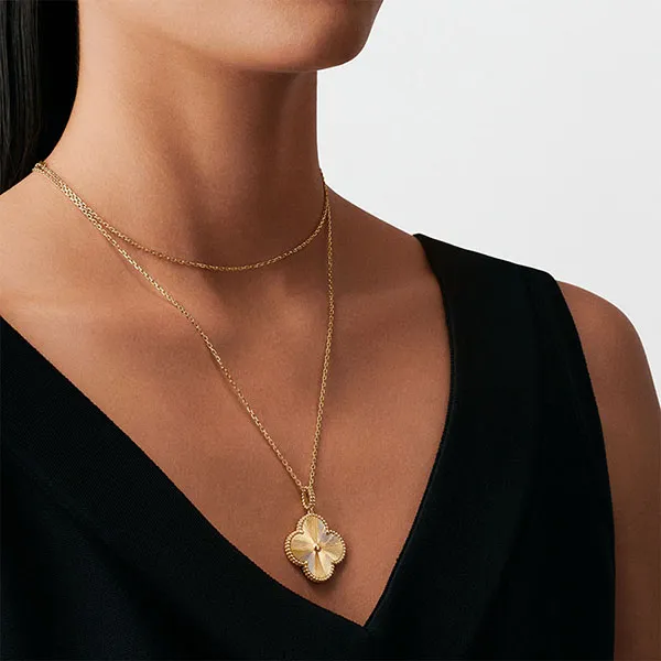 Dây Chuyền Jewery Luxury Magic Alhambra Vintage 18k Yellow Gold Màu Vàng Gold