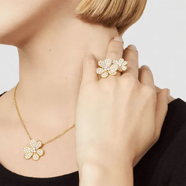 Nhẫn Jewery Luxury Alhambra Vintage Diamond Gold 18k Yellow Gold Màu Vàng Gold - Trang sức - Vua Hàng Hiệu