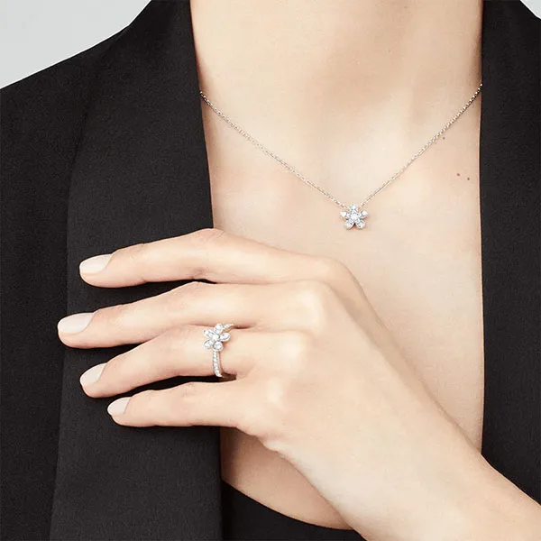 Nhẫn Jewery Luxury Socrate Ring 1 Flower Diamond 18k White Gold Màu Vàng Trắng - Trang sức - Vua Hàng Hiệu
