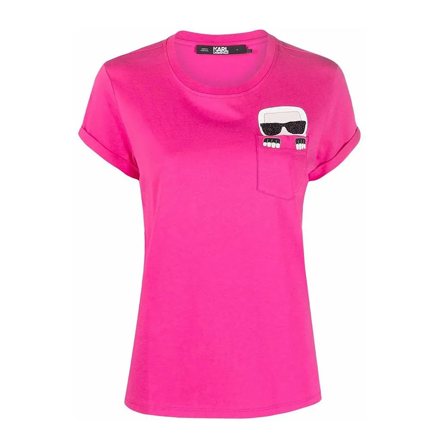 Áo Phông Karl Lagerfeld Pocket Rhinestone T-Shirt 201W1712521 Màu Hồng Đậm Size M